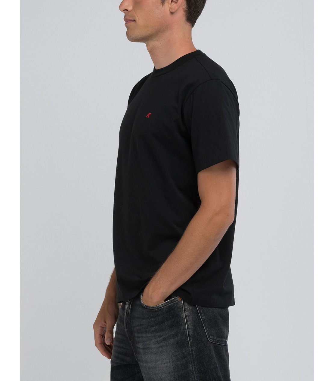 コットンジャージー R刺しゅうTシャツ 詳細画像 ブラック 3